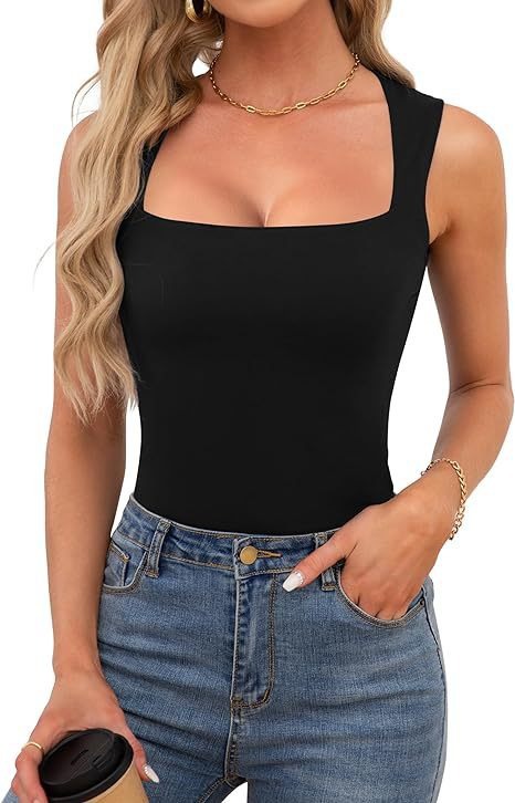 Débardeur côtelé à encolure carrée Vêtements Femme