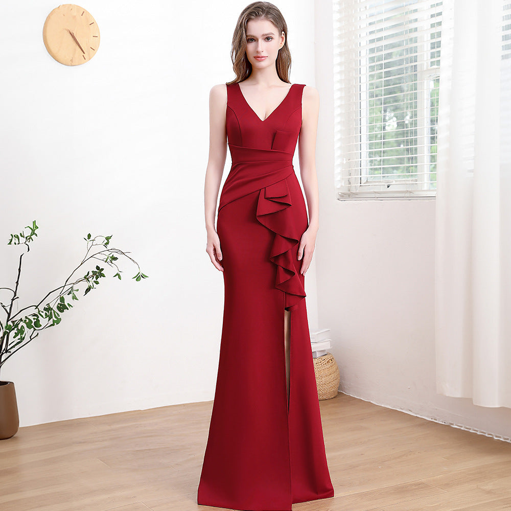 Robe de Soirée Femme Haut de Gamme Élégante Simple et Luxe Léger