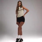 Débardeur tricoté rayé style Chanel pour femme, vêtement d'été, coupe ajustée, couche de base, haut sans manches