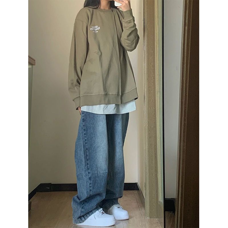 Jeans large à taille haute grande taille pour femme