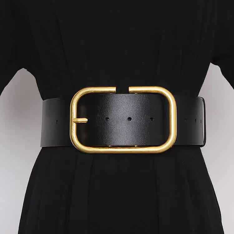 Ceinture large en cuir de vache pour femme