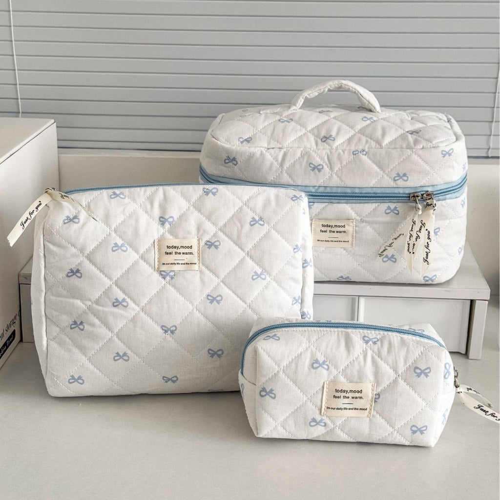 Trousse de maquillage grande capacité à nœud papillon