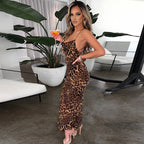 Robe longue ajustée à lacets imprimée