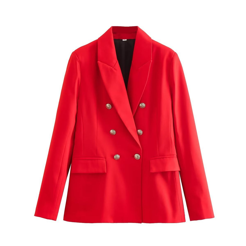 Autumn Women's Double-Breasted Slim-Fit Blazer