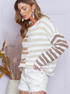 Pull rayé simple et polyvalent pour femme