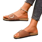 Sandales d'été pour femmes à boucle de ceinture, style européen et américain, bout ouvert