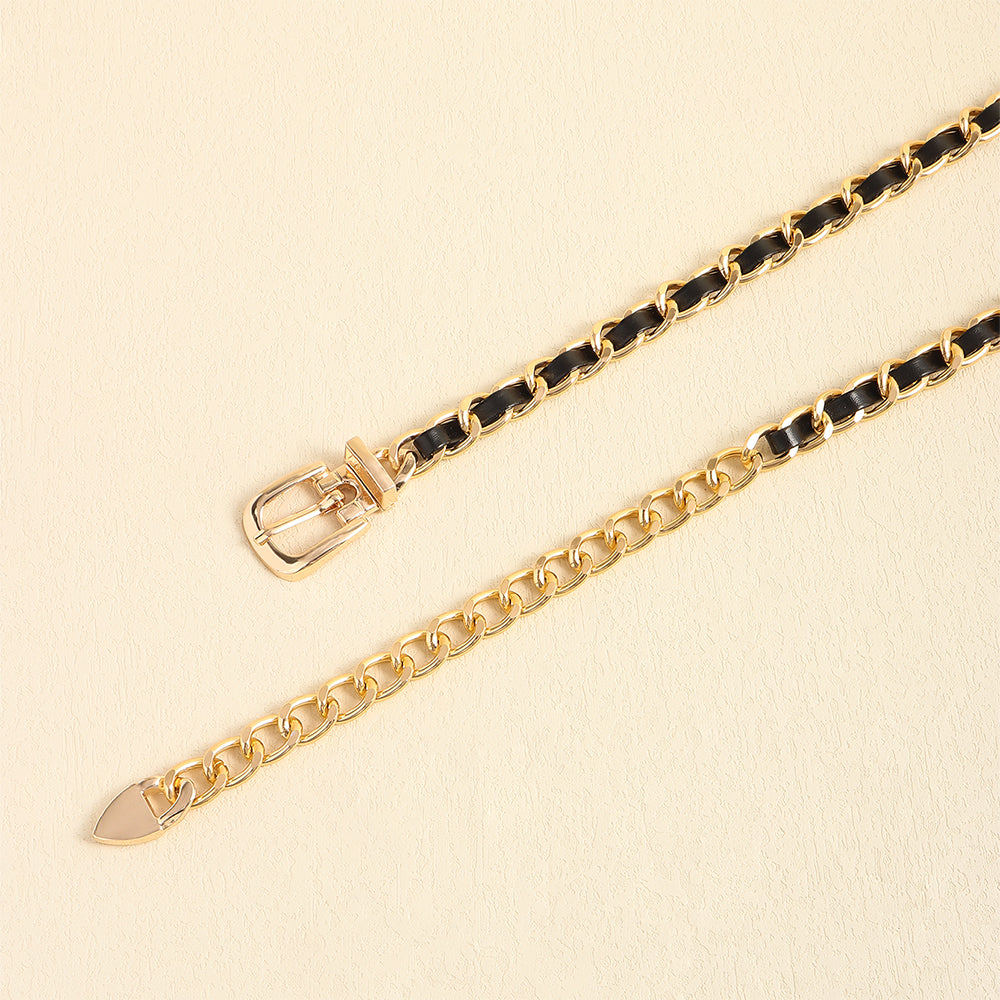 Chaîne de taille haute décontractée en métal pour femme Ceinture décorative polyvalente Chaîne fine avec costume de jupe Ceinture de corps
