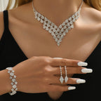Collier bracelet boucles d'oreilles en forme de diamant pour femmes