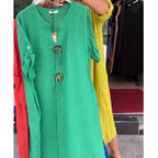 Robe simple décontractée de couleur unie pour femme