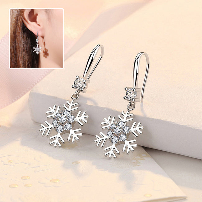 Boucles d'oreilles flocon de neige de tempérament avec strass, boucles d'oreilles de Noël personnalisées à la mode pour femmes, bijoux Hover Image