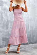 Robe mi-longue sexy à lacets et dos nu pour femme