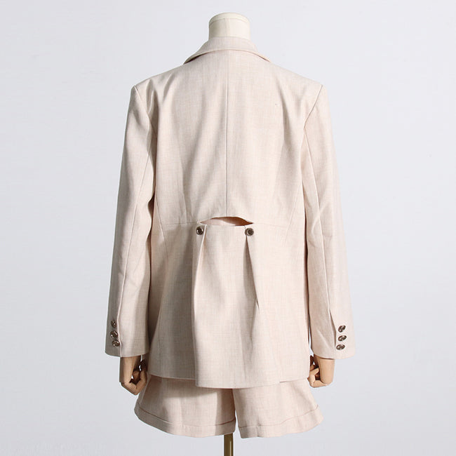 Ensemble trois pièces tailleur pantalon ample coupe décontractée, couleur unie, design élégant, plein de tempérament Main Image