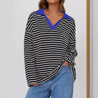 Sweat-shirt décontracté à manches longues avec broderie assortie à l'encolure