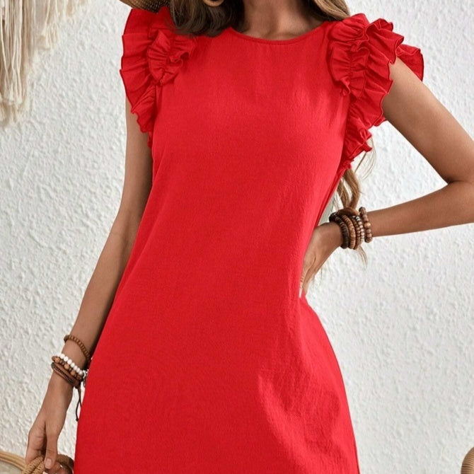 Robe d'été décontractée en dentelle à col en V pour femme