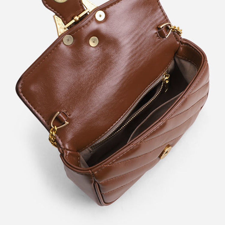 Sac messager brodé avec motif chaîne de fil pour femme, grand sac à bandoulière avec boucle en métal