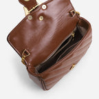 Sac messager brodé avec motif chaîne de fil pour femme, grand sac à bandoulière avec boucle en métal