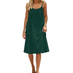 Robe moulante d'été sans manches de couleur unie avec bretelles fines et dos nu pour femme - Tenue décontractée de soirée pour le quotidien et les vacances