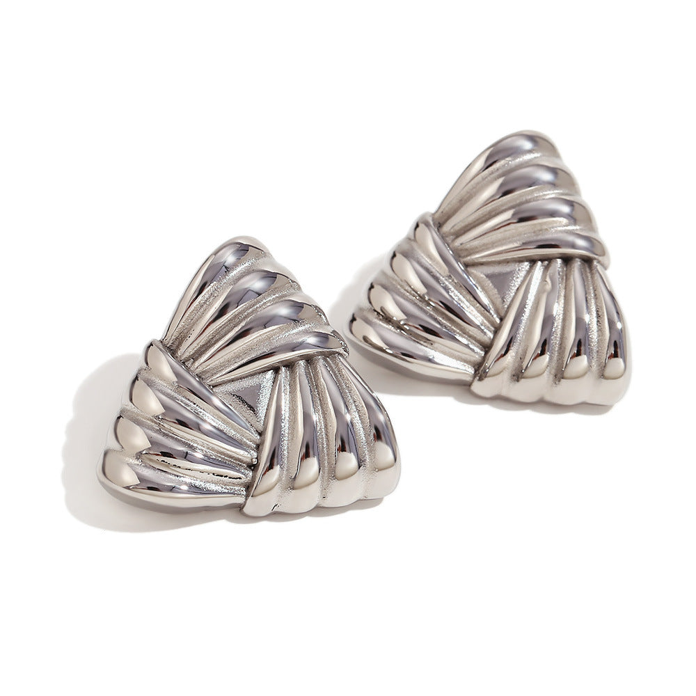 Boucles d'oreilles clous triangulaires en or 18 carats, style niche Ins, rétro, pour femmes, bijoux