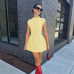 Women's Mini Slim Fit Waist Zip Up Dress