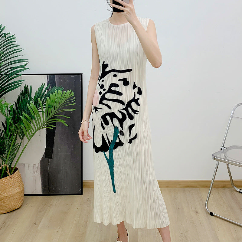 Robe Gilet sans Manches Imprimée Ample d'Été