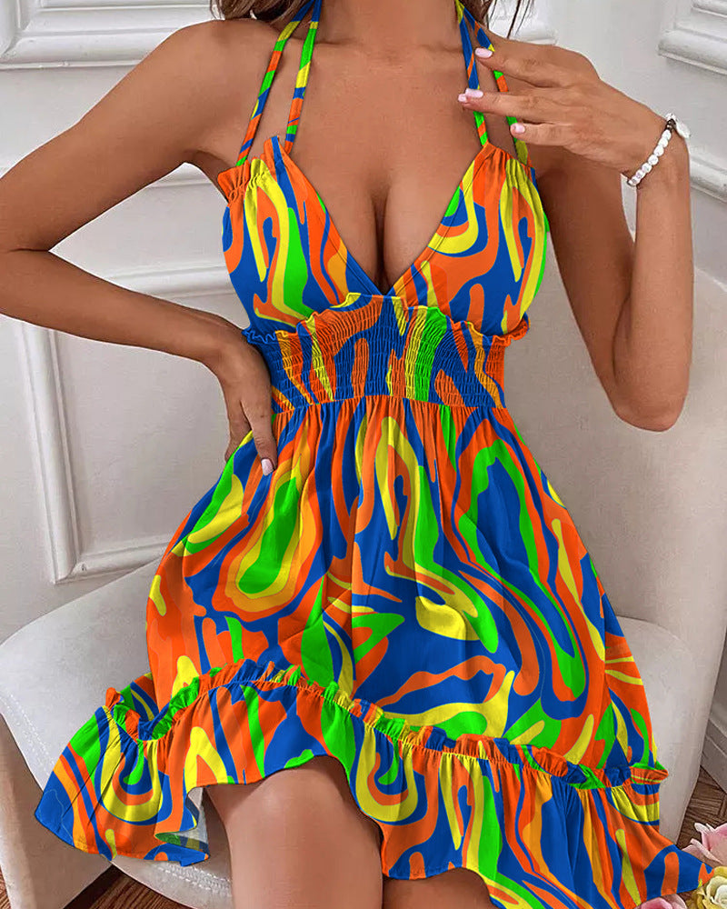 Robe décontractée à bretelles et imprimé floral, très prisée