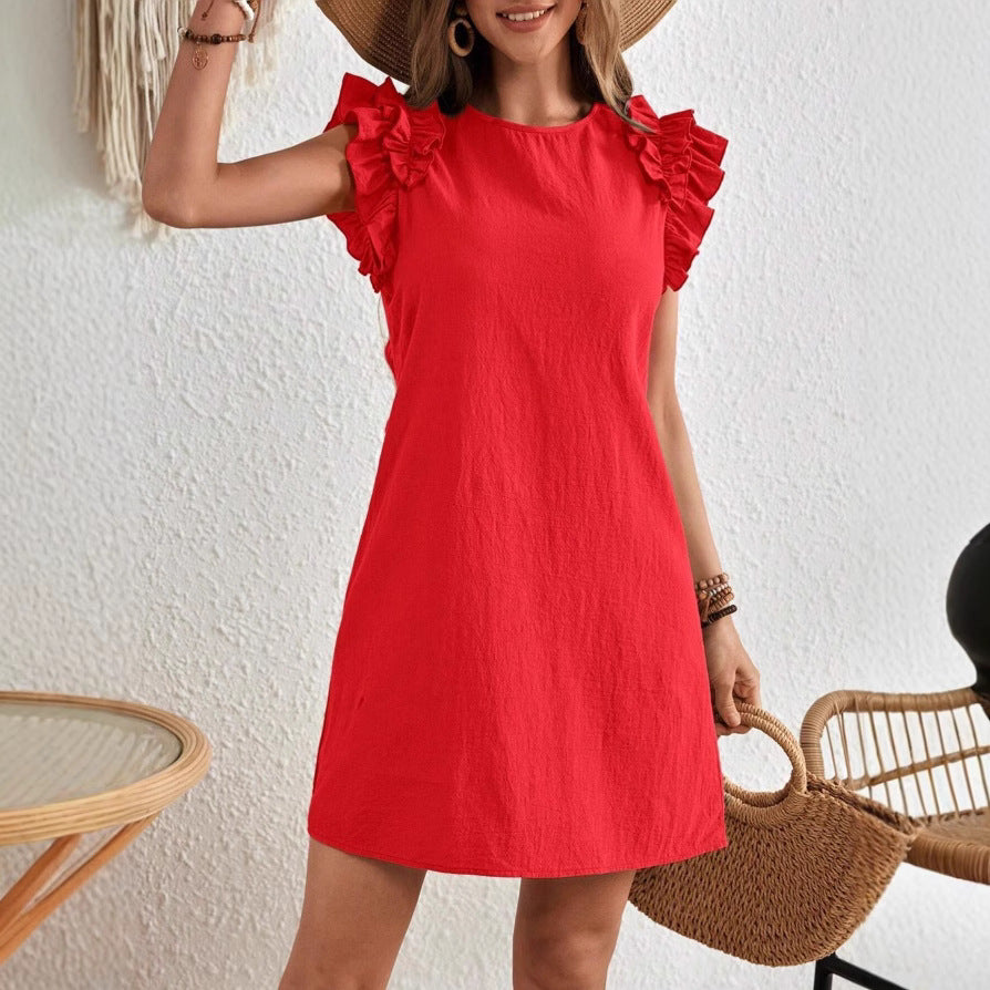 Robe d'été décontractée en dentelle à col en V pour femme
