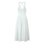 Robe sans manches florale licou en V style Hepburn français