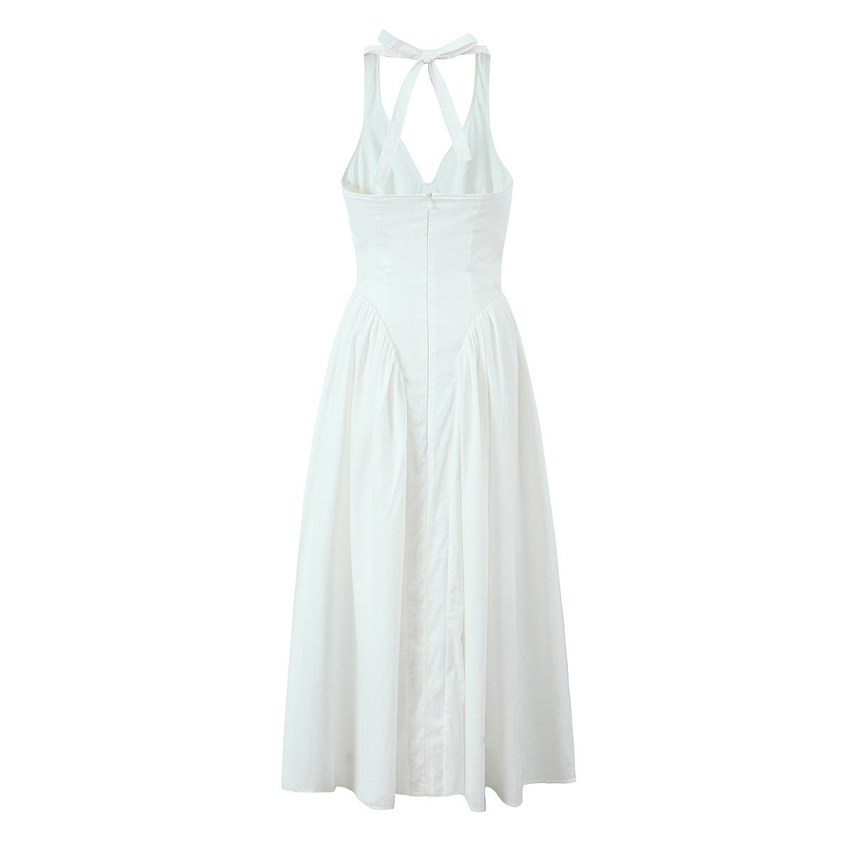 Robe sans manches florale licou en V style Hepburn français