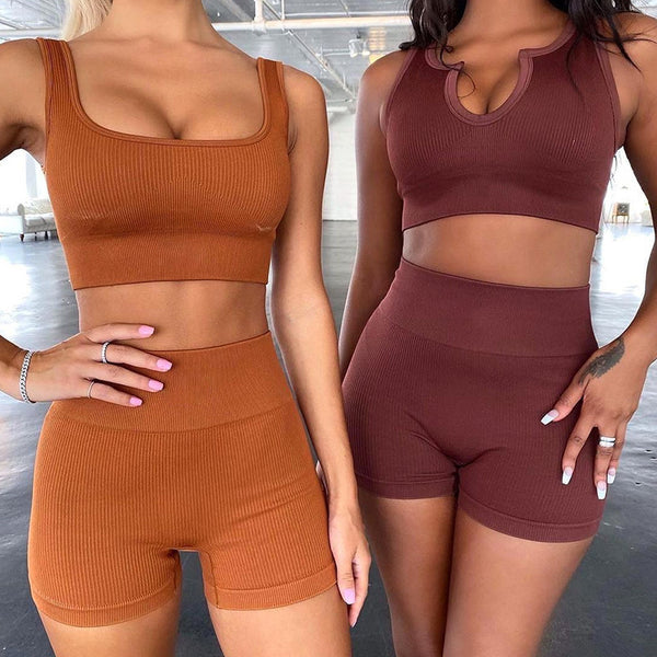 Ensemble débardeur et short deux pièces de yoga pour femmes