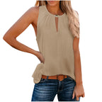 Gilet à col en V de couleur unie avec boucle et design élégant à la mode pour femme