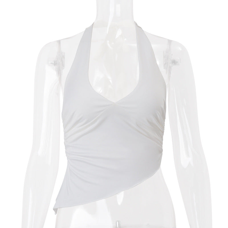 Débardeur asymétrique uni à bretelles licou pour femme