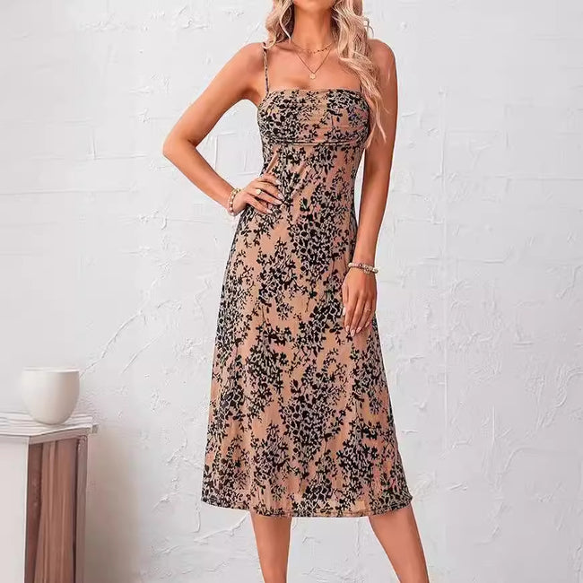 Robe mi-longue fleurie pour femme Hover Image