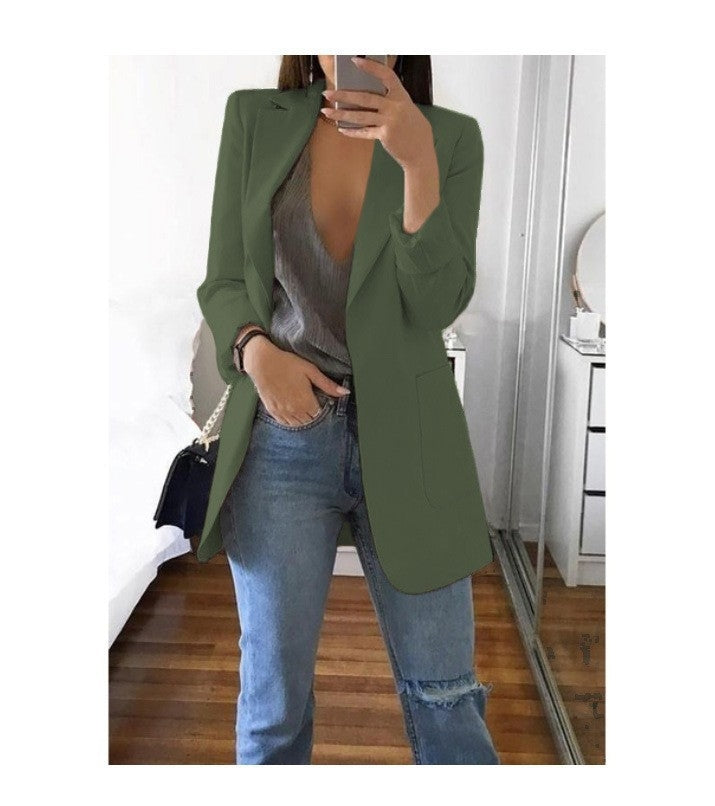 Blazer cardigan fin à revers élégant
