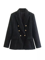 Blazer urbain décontracté texturé croisé pour femme