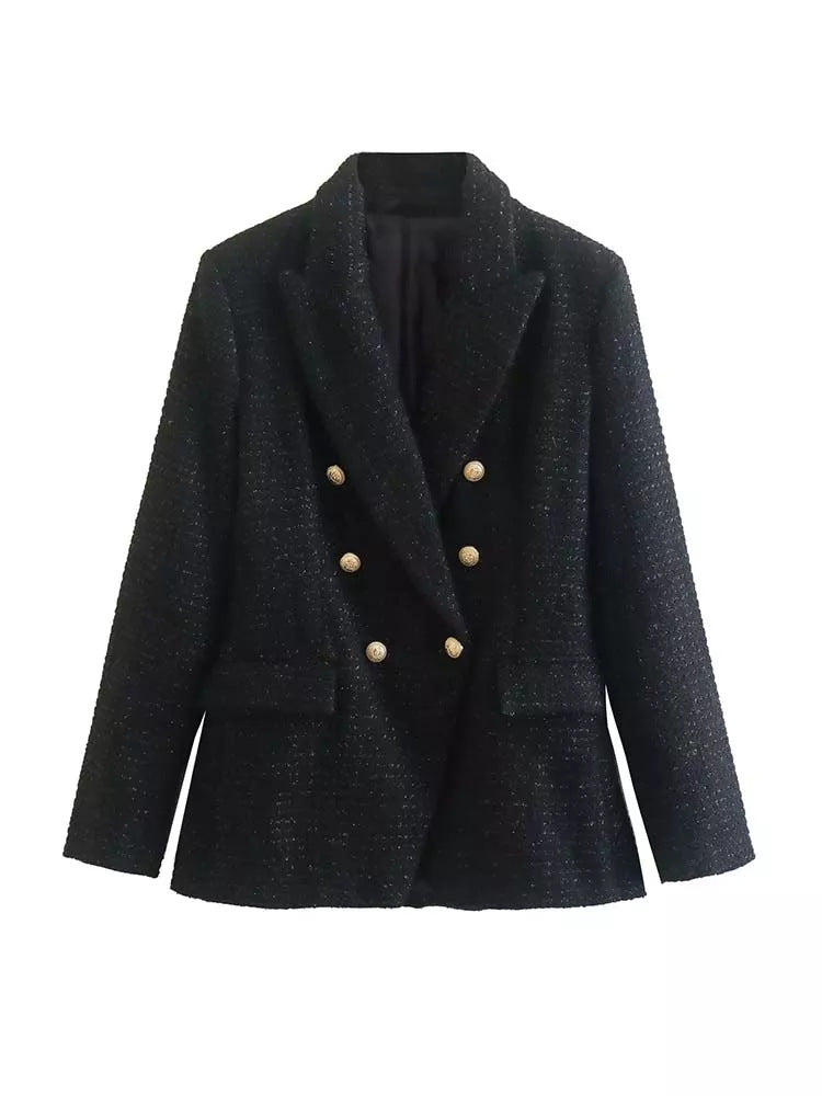 Blazer urbain décontracté texturé croisé pour femme