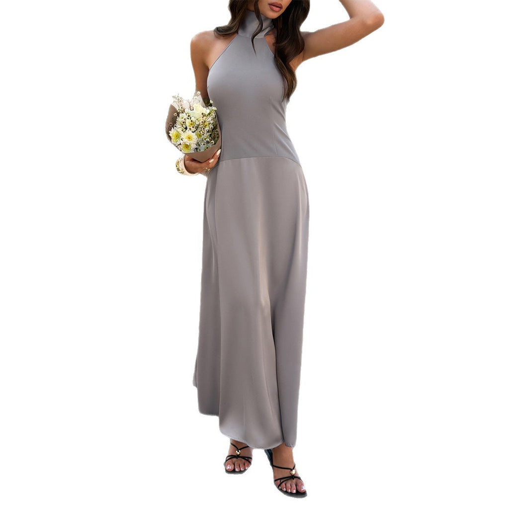 Summer Gray Satin Dress For Women