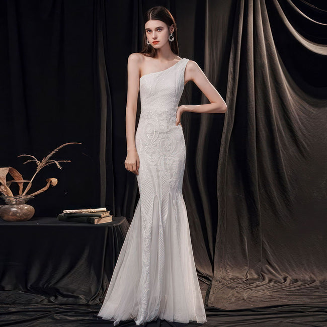 Robe de Soirée Fourreau Longue Luxe H entrée de Gamme Élégante Sexy Amincissante Queue de Poisson pour Femme Hover Image