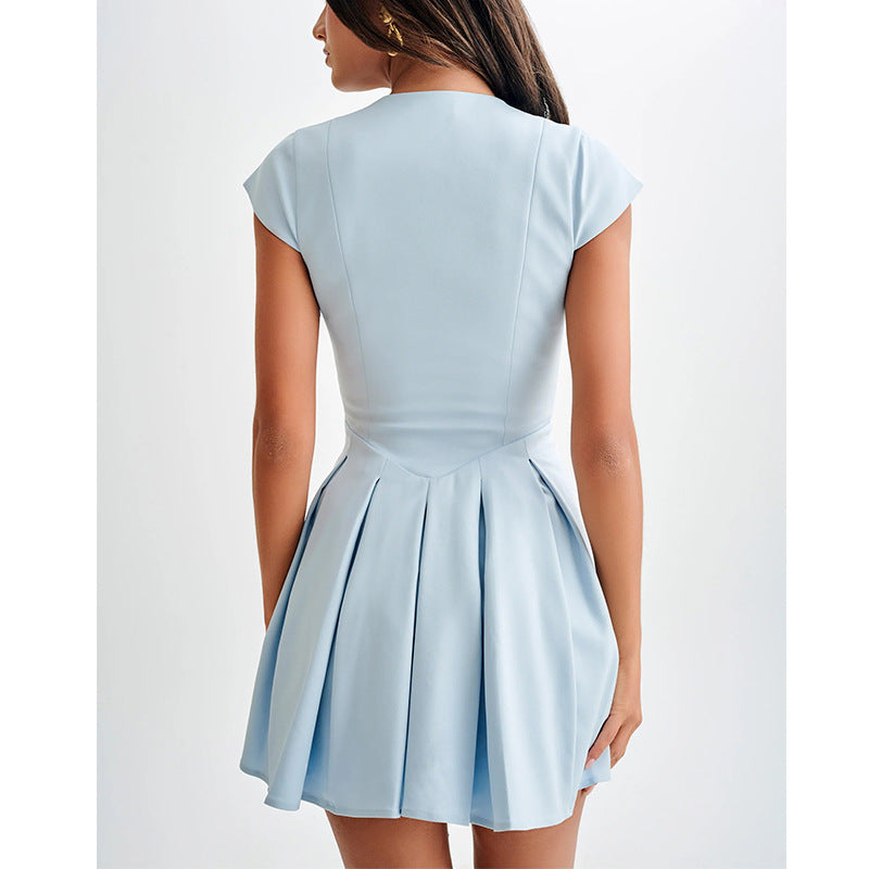 Jupe Plissée Française Élégante pour Femme Taille Haute Mince