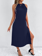 Robe en Satin Couleur Pure pour Femme