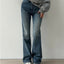 Jean évasé en denim pour femme, coupe droite ample, style rétro