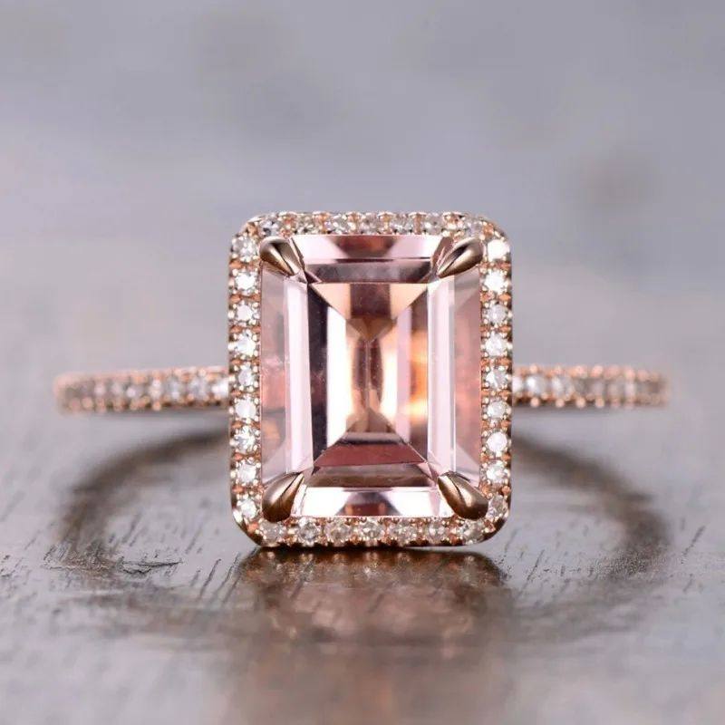 Bagues de fiançailles et de mariage de luxe en zircon couleur champagne pour