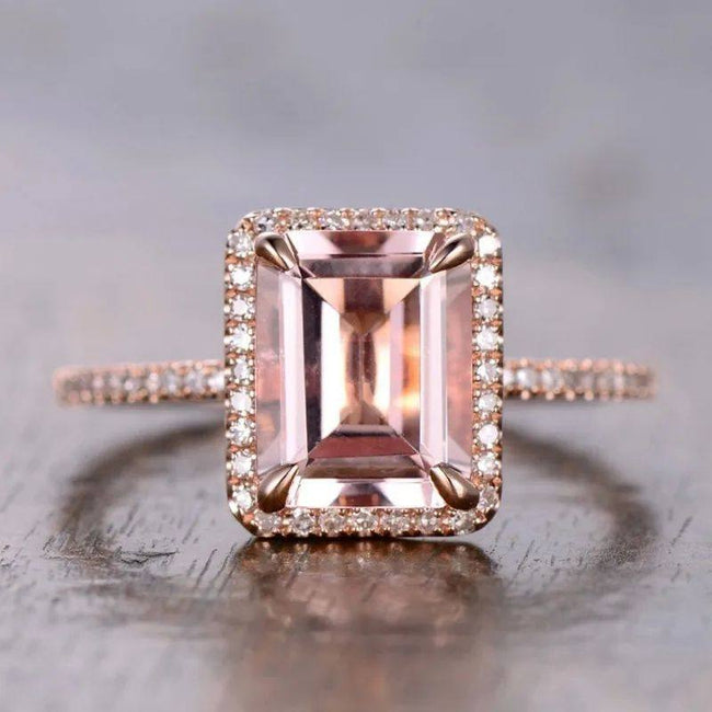 Bagues de fiançailles et de mariage de luxe en zircon couleur champagne pour Main Image
