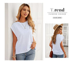 Chemise d'été européenne et américaine ample en maille, débardeur sans manches à col rond pour femme