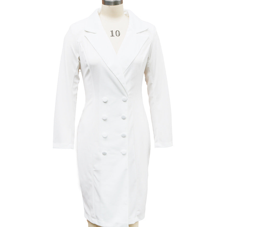 Robe blazer croisée pour femme, style mode, coupe ajustée, hanches enveloppées, col à revers, manches longues, robes de bureau, navette, longue veste, vêtement d'extérieur.