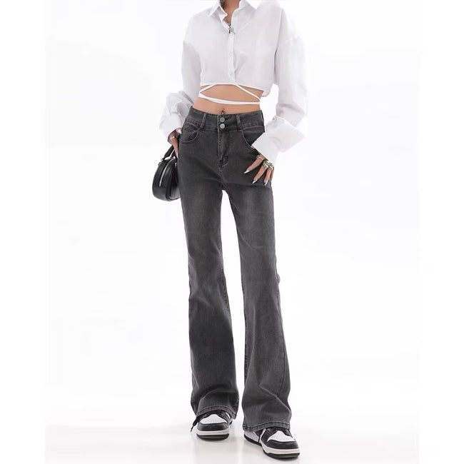 Jeans évasés style rétro américain pour femme Main Image
