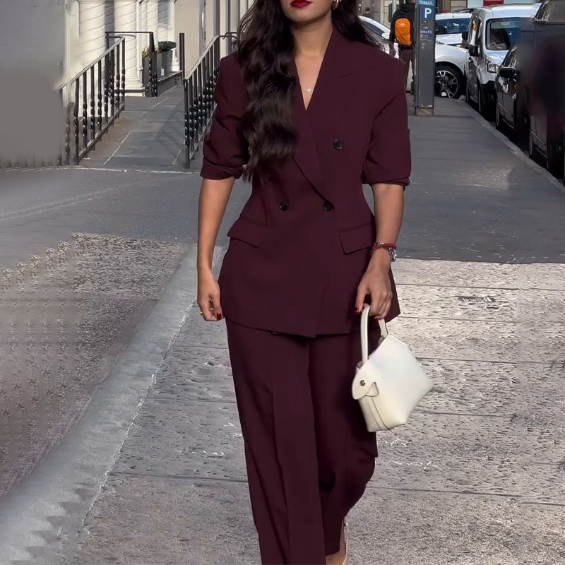 Tailleur Blazer Élégant Col V Femme