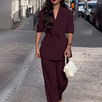 Tailleur Blazer Élégant Col V Femme