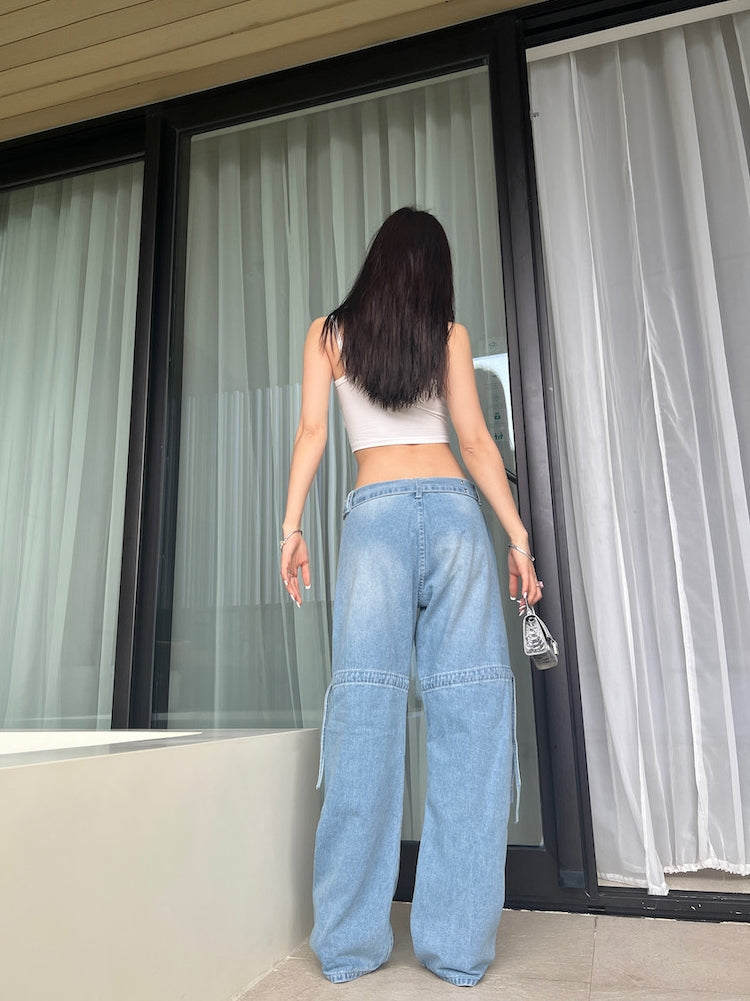Design Sense Niche Jean large bleu clair à outils pour femme