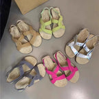 Sandales rétro à boucle et brides croisées pour femme – été