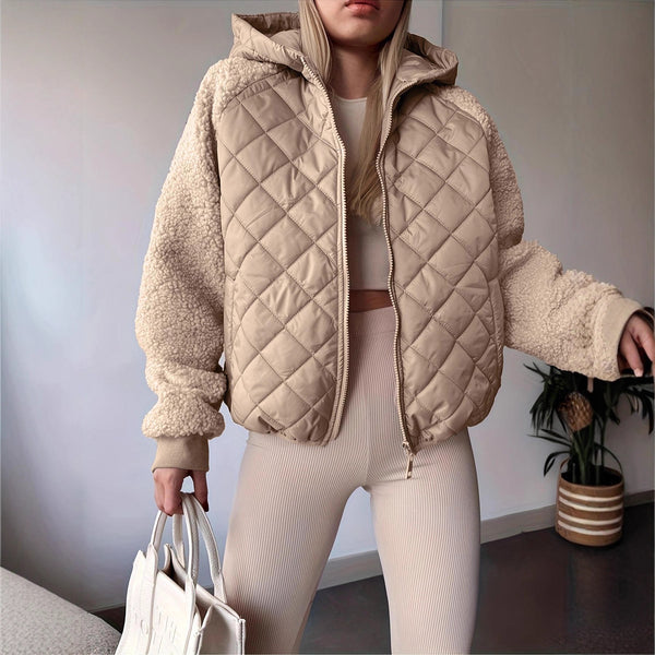 Manteau en coton décontracté zippé à manches longues pour femme